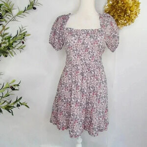 BP. Pink White Floral Seventies Floral Dress M